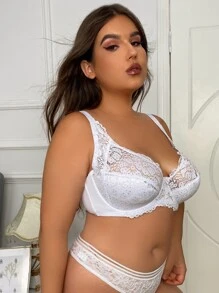 Ultra Thin Solid Color Plus Size Women Bra Lace Sexy Underwire Ladies Underwear Lingerie, Lift