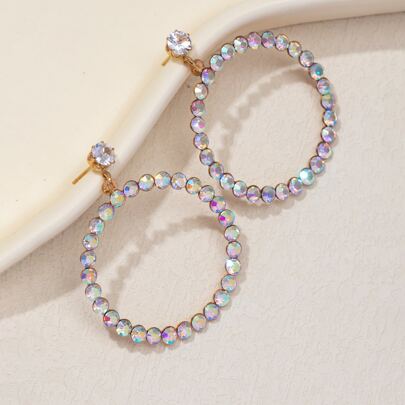 Rhinestone Circle Drop Earrings