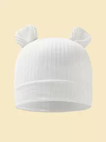 1 cái mũ thiết kế tai hoạt hình cho bé - trắng - Xem 1