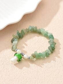 ROMWE Fairycore 蘑菇吊墜串珠手鏈 - 彩色 - 查看 2