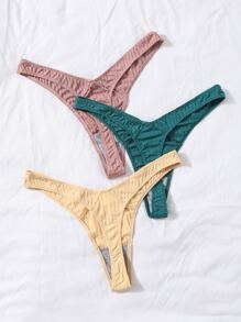 3 piezas Bragas liso tejido de canalé - Multicolor - Ver 2