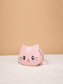 一件式女孩迷你貓 Pu 拉鍊開合卡通可愛斜挎包適合日常使用