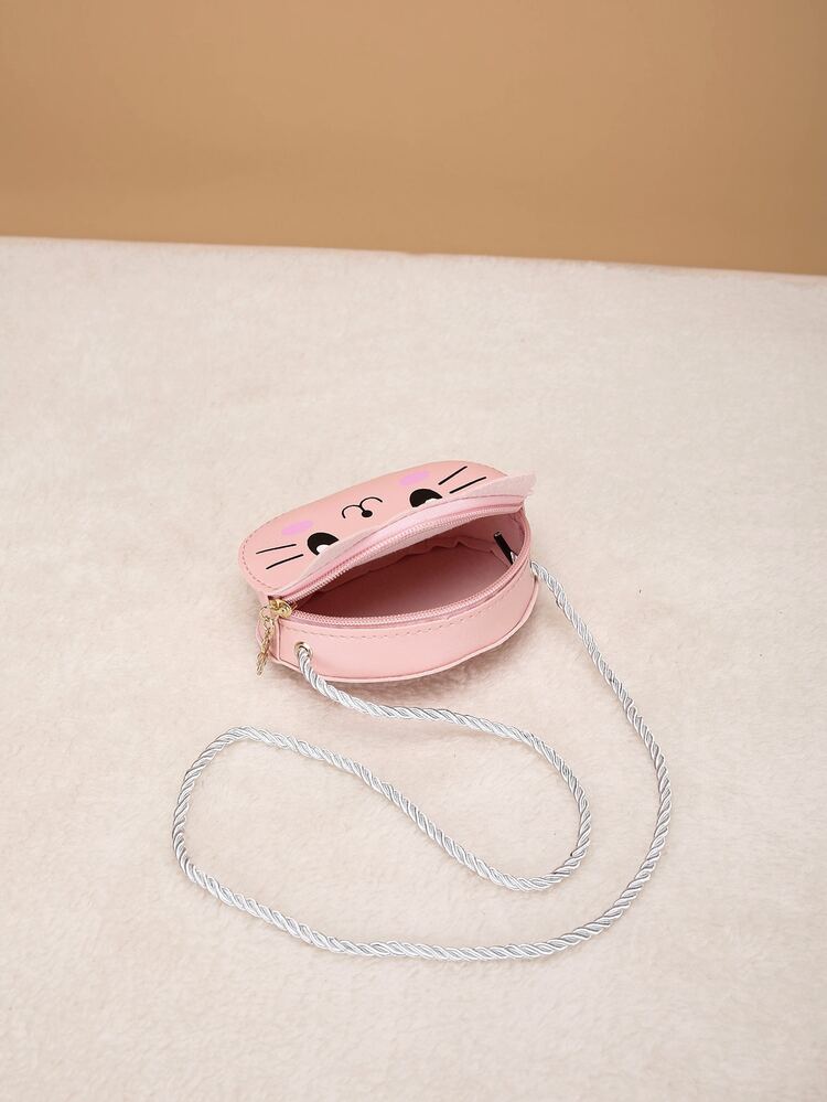 女孩卡通貓咪設計斜背包 - 粉色 - 查看 6