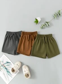 SHEIN Young Boy 3pcs Solid Elastic Waist Shorts - Multicolor - View 1