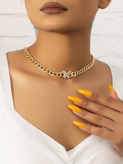 水鑽蝴蝶裝飾項鍊