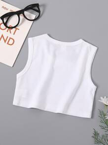 Toddler Girls Letter Graphic Tank Top - White - View 2
