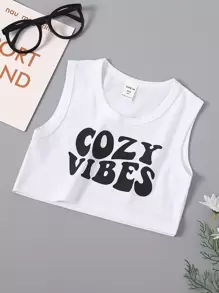 Toddler Girls Letter Graphic Tank Top - White - View 1