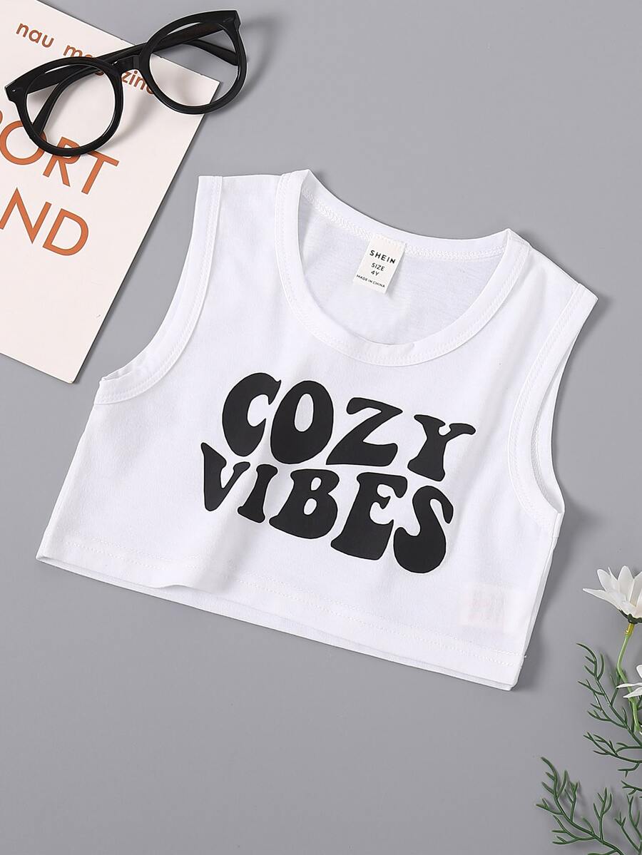 Toddler Girls Letter Graphic Tank Top - White - View 1