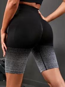 Yoga Trendy In sọc Thắt lưng rộng Quần short thể thao Quần short đi xe - Nhiều màu - Xem 1