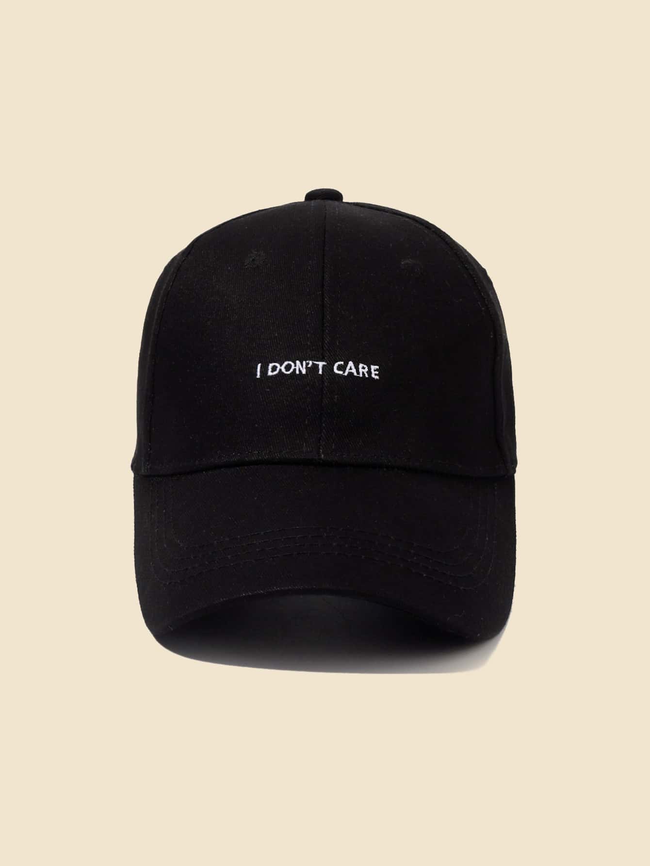 Slogan Embroidered Baseball Cap - Black - View 1