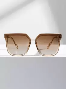 1 Pair Oversized Square Plastic Women's UV Protection Sunglasses, Suitable For Holiday Gifts, Beach Parties, Outdoor Leisure Activities, Fashionable Shading, Elegant Matching, Suitable For Family Outings, Travel Vacations, Summer Beach Vacations And Other Occasions. - 棕色 - 查看 6