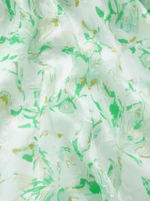 SHEIN MOD Casual Print Cold Shoulder Ruffle Trim Shirred Dress - Multicolor - View 4