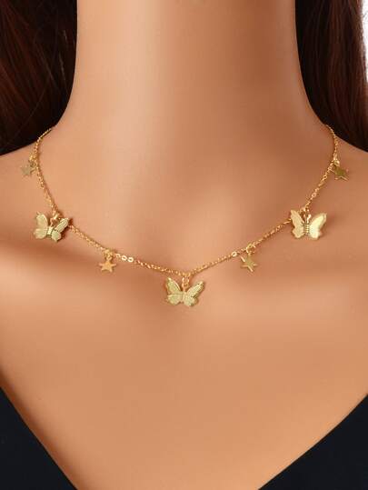 Butterfly & Star Pendant Necklace