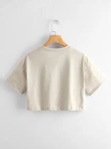 INAWLY Áo thun màu trơn Giải trí - Màu Khaki - Xem 2