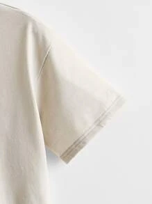 INAWLY Áo thun màu trơn Giải trí - Màu Khaki - Xem 3