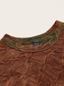 SHEIN ICON Tie Dye Top-stitching Textured Crop Tee
