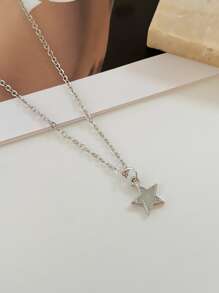 Vòng cổ mặt dây chuyền ngôi sao - Bạc - Xem 5