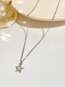 Vòng cổ mặt dây chuyền ngôi sao - Bạc - Xem 1