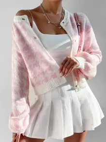 SHEIN Unity Cardigans pour femmes Avec boutons devant Casual Pied-de-poule - Multicolore - Voir 1