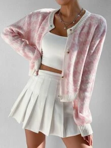SHEIN Unity Cardigans pour femmes Avec boutons devant Casual Pied-de-poule - Multicolore - Voir 4