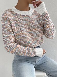 SHEIN Unity Suéter De Hombro Caído Teñido En Espacio - Multicolor - Ver 4