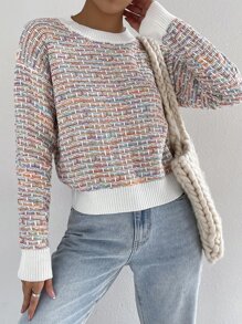 SHEIN Unity Suéter De Hombro Caído Teñido En Espacio - Multicolor - Ver 5