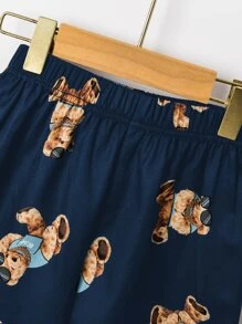 SHEIN 小男童小熊印花襯衫和短褲不帶T恤