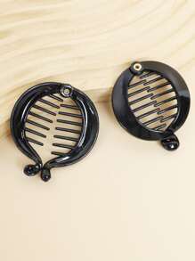 2pcs Solid Banana Clip Cute, Banana Clip Hair Clips Claw Clips Hair Claws Hair Barrettes, School Stuff, Hair Accessories - Black - View 2