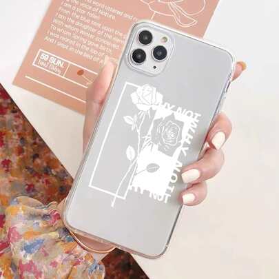 Rose Pattern Clear Phone Case