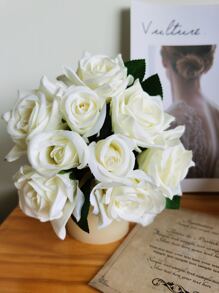 1入組人造玫瑰花束帶9入組頭 - 白色 - 查看 1