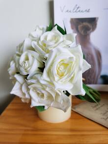 1入組人造玫瑰花束帶9入組頭 - 白色 - 查看 4