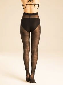 Medias con patrón de dibujo - Negro - Ver 2