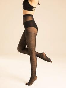 Medias con patrón de dibujo - Negro - Ver 3