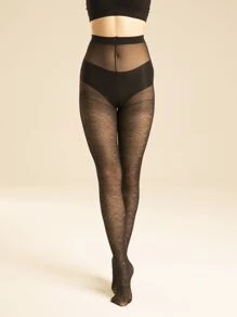 Medias con patrón de dibujo - Negro - Ver 4