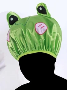 1pc Cartoon Frog Design Shower Cap - Green - View 2