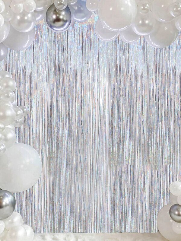 1pc Party Decorative Tassel Curtain, Modern Plastic Glitter Detail Decorative Curtain For Party
