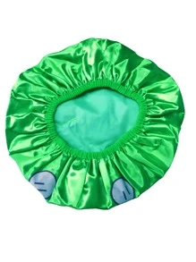 1pc Cartoon Frog Design Shower Cap - Green - View 4
