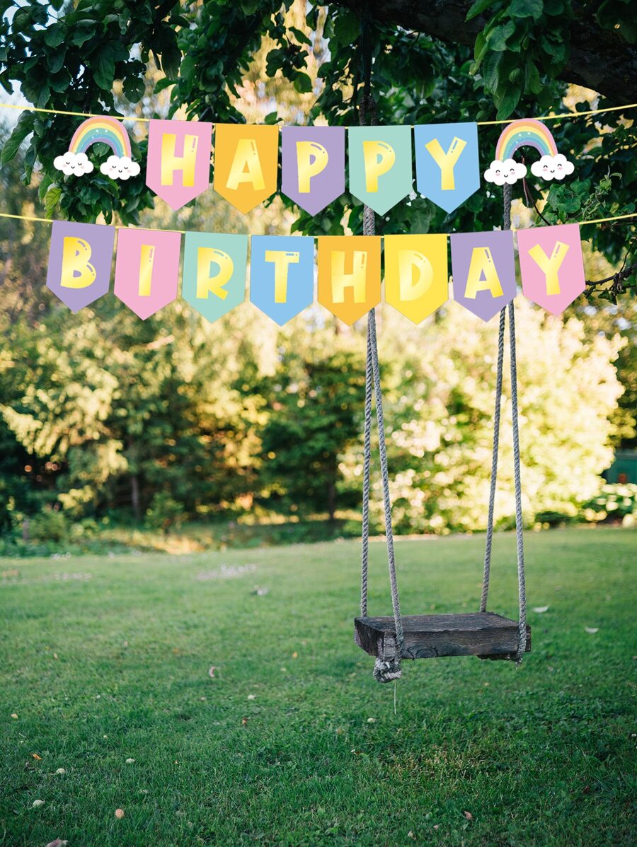 1pc Birthday Party Letter & Rainbow Decor Banner - Multicolor - View 1