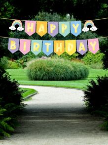 1pc Birthday Party Letter & Rainbow Decor Banner - Multicolor - View 3