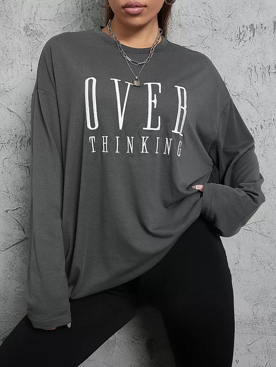 SHEIN Unity 女士休闲印花圆领长袖 T 恤