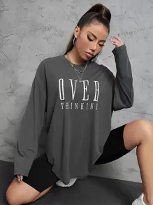 SHEIN Unity 女士休闲印花圆领长袖 T 恤