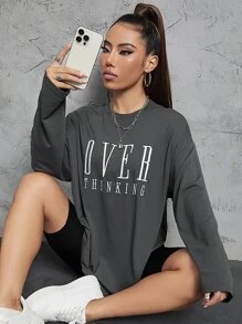 SHEIN Unity 女士休闲印花圆领长袖 T 恤