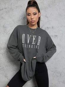 SHEIN Unity 女士休闲印花圆领长袖 T 恤