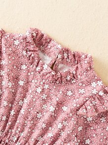 SHEIN 小女童碎花荷葉袖荷葉邊洋裝