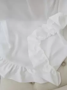 1 pieza Cortina de terciopelo semitransparente con borde de volantes, cortina ligera y suave de unicolor semiopacos de lujo nórdica con borde de volantes, adecuada para sala de estar, dormitorio, fiesta, decoración del hogar en días festivos - Blanco - Ver 8