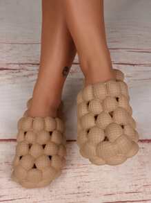 pueenb Minimalist Hollow Out Bubble Slides - Camel - View 2