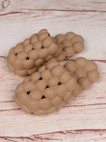 pueenb Minimalist Hollow Out Bubble Slides - Camel - View 3
