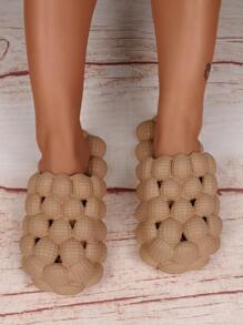 pueenb Minimalist Hollow Out Bubble Slides - Camel - View 4