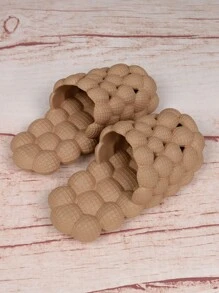 pueenb Minimalist Hollow Out Bubble Slides - Camel - View 6