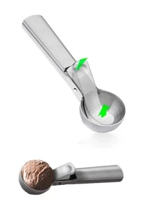 1pc Stainless Steel Ice Cream Scoop, Fruit Ball Spoon, Ice Cream Spoon - Grey - View 4